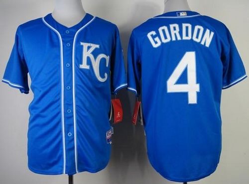 Royals #4 Alex Gordon Blue Alternate 2 Cool Base Stitched MLB Jersey - Click Image to Close